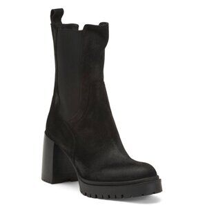 EMANUELE CRASTO Black Made In Italy Suede Heeled Booties